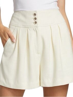 Veronica Beard Alicia ivory woven shorts